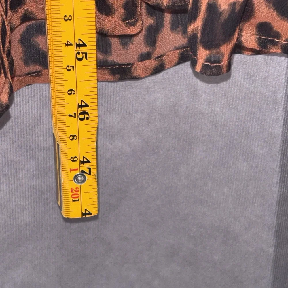 LOFT Brown Leopard Print Boho Chic Midi Chic Dress‎ Womens Size 4